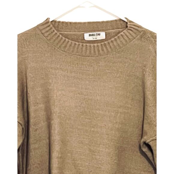 DOUBLE ZERO Womens Pullover Sweater Size L Beige Long Sleeve Crew Neck Relaxed - Picture 4 of 9